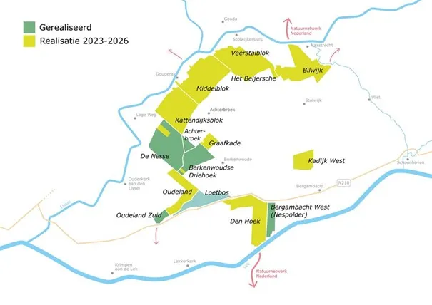 Elf deelgebieden voor natuurontwikkeling.