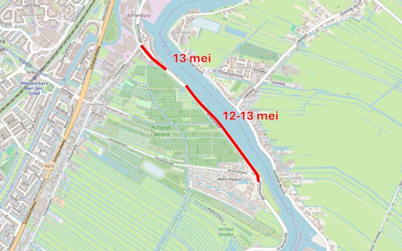Afsluiting dijk tussen ’s-Gravenweg en Klein Hitland in Nieuwerkerk aan den IJssel