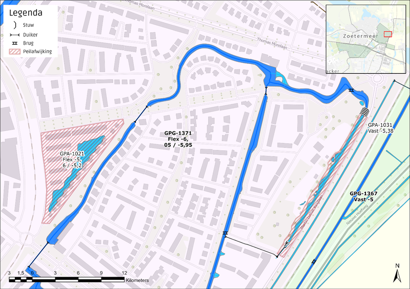 Figuur 12 Peilafwijkingen Oosterheem