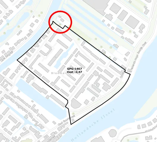 Figuur 1: Correctie grens peilgebied