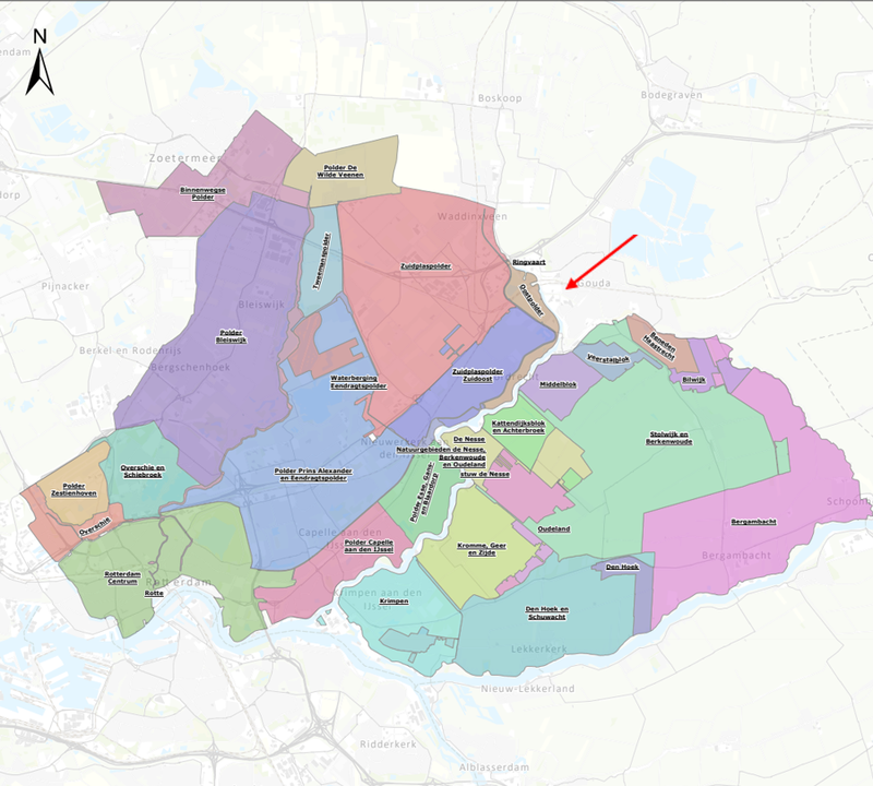 Figuur 1 Ligging van de Oostpolder in het beheergebied