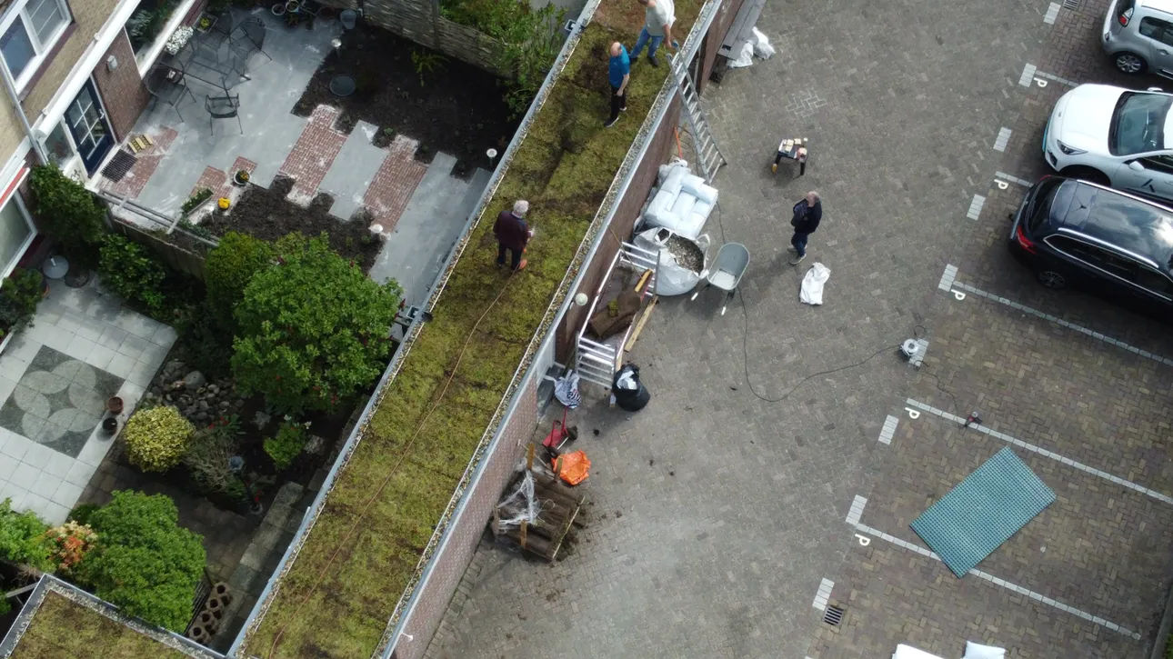 Luchtfoto aanleggen groen dak